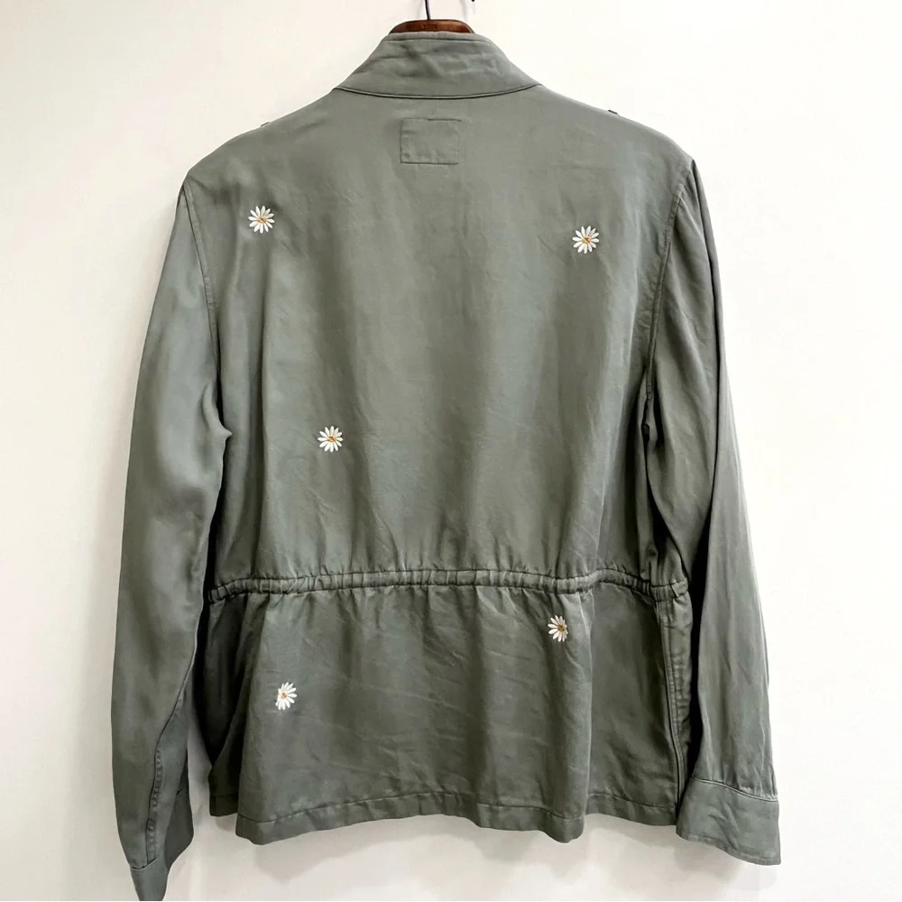 Rails Sahara Sage Embroidered Daisies Jacket Green Linen Blend Large - Picture 12 of 14